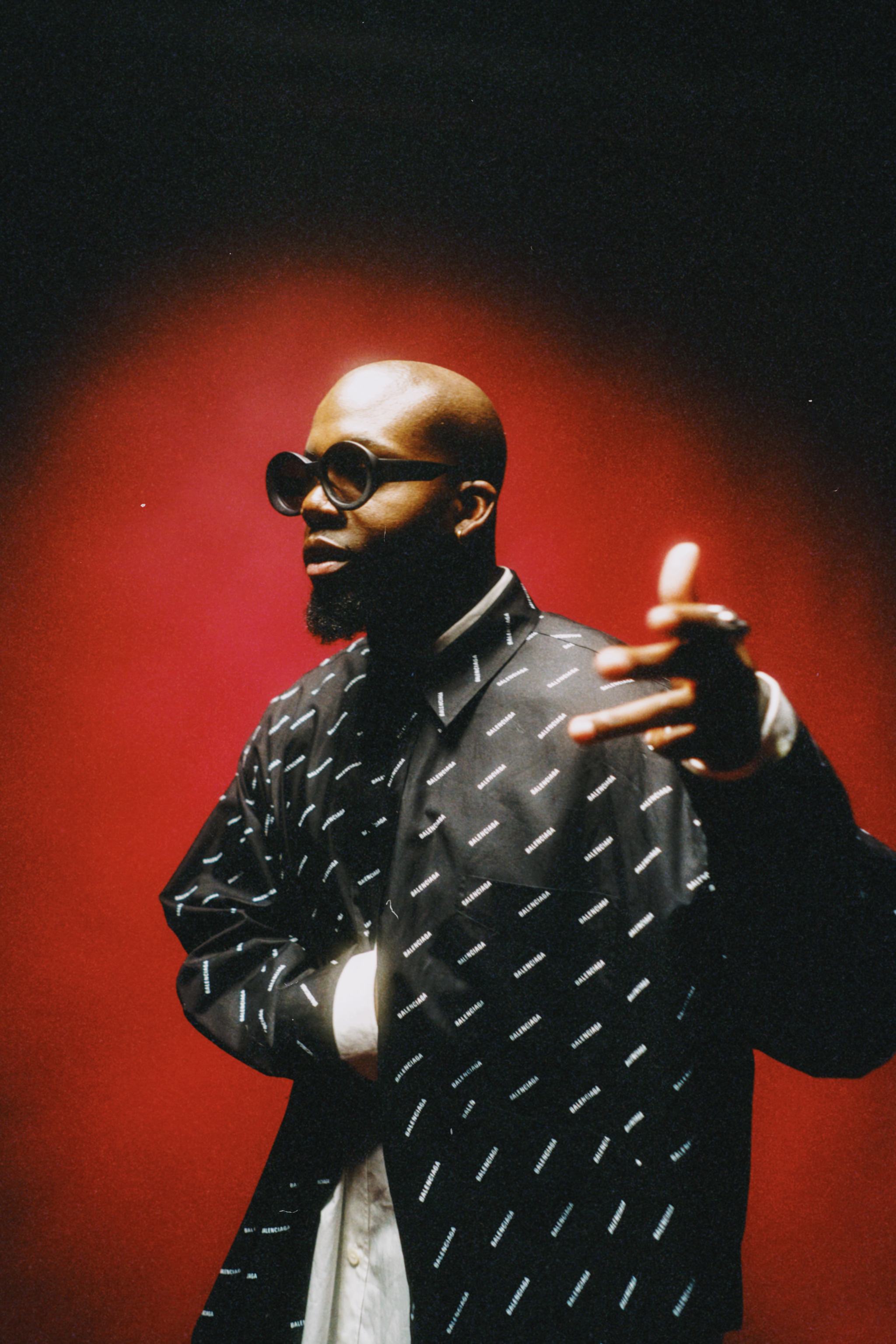 Portrait with red backdrop